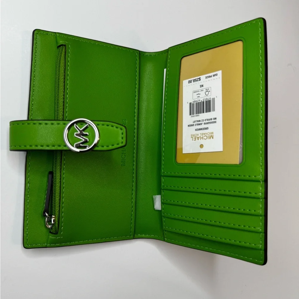 Michael Kors Wallet Greenwich Medium Signature Jungle Green Zebra Print